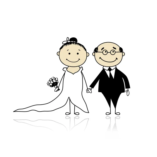 Ceremonia de boda - novia y novio juntos para su diseño — Vector de stock