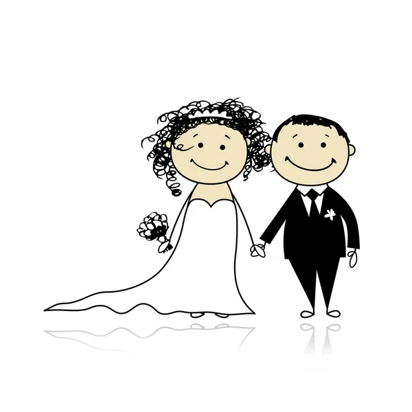 Весільна церемонія - наречений і наречений разом для вашого дизайну — стоковий вектор