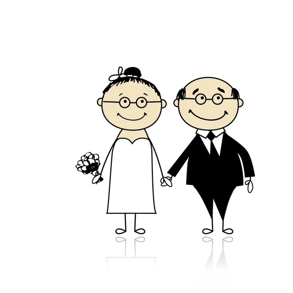 Cerimônia de casamento - noiva e noivo juntos para o seu projeto — Vetor de Stock