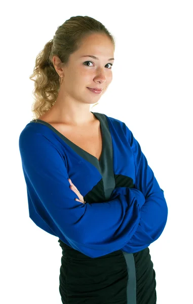 Lány ruha kék és fekete színekben — Stock Fotó
