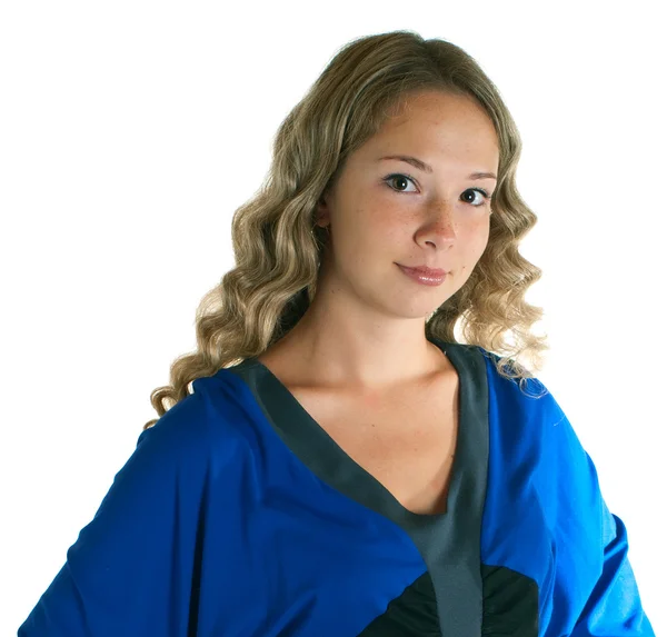 Dívka v šatech barvy modré a černé — Stock fotografie
