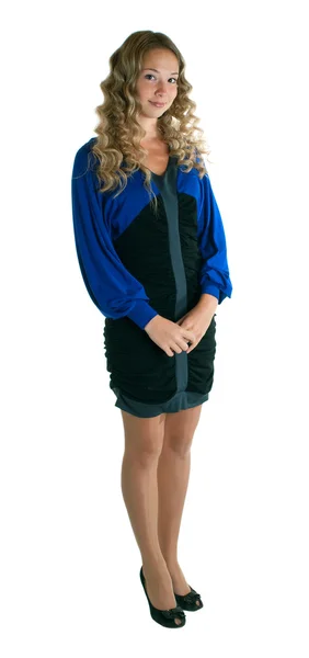 Menina em vestido de azul e preto — Fotografia de Stock