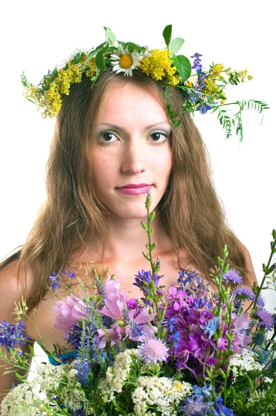 Mujeres con corona floral — Foto de Stock