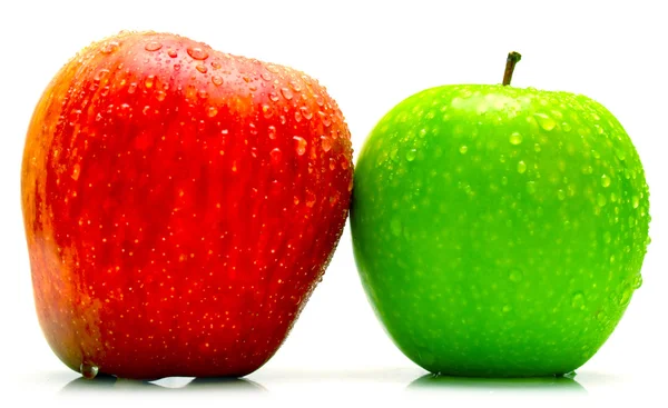 Zelená a červená jablka — Stock fotografie