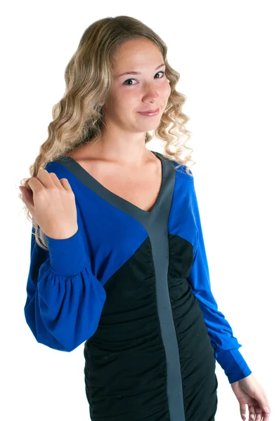 Dziewczyna w sukience kolory niebieski i czarny — Zdjęcie stockowe