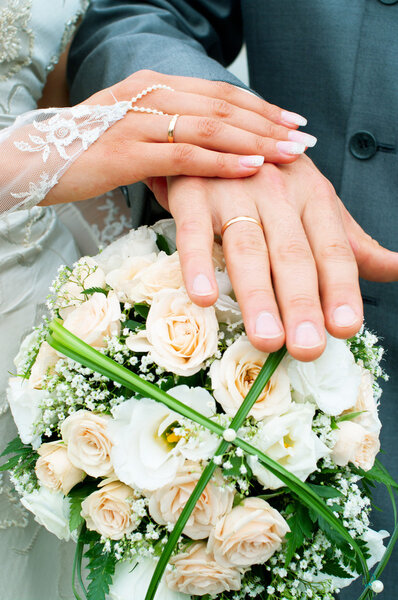 Hands of a newly-married