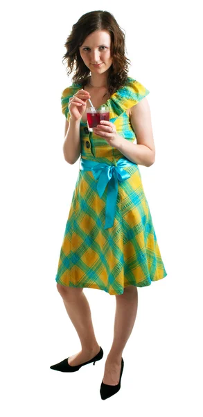 Flicka med ett cocktailglas — Stockfoto