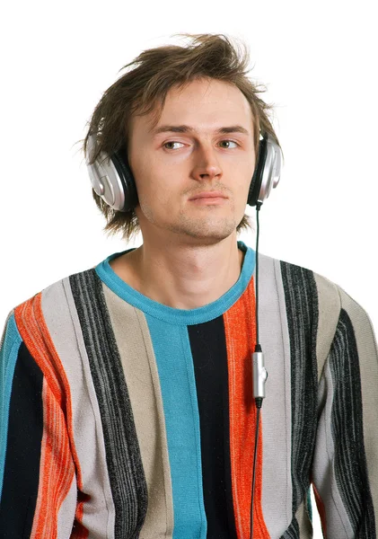 Zottelige Männer mit Kopfhörern — Stockfoto