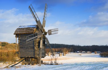 Old wooden windmill clipart