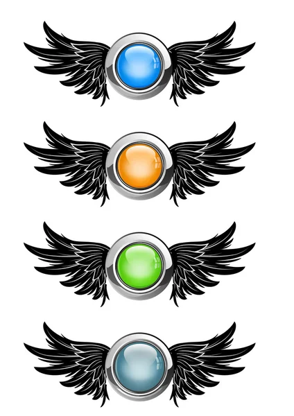 Winged round buttons — Stock Photo, Image