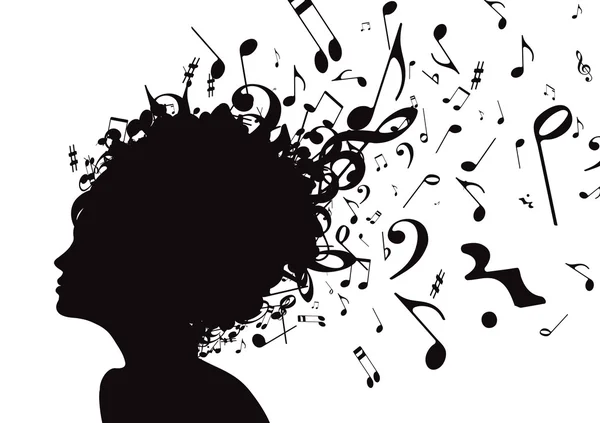 Молода дівчина в профілі з музичним волоссям — стокове фото