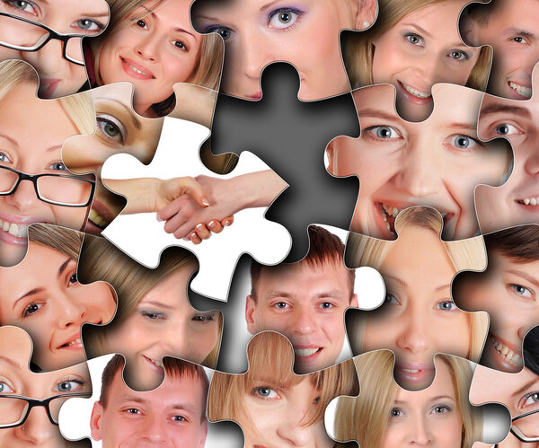 Puzzle from different human faces