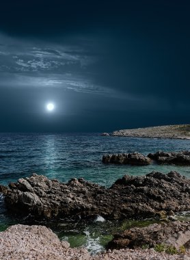 Night landscape with the Adriatic Sea clipart