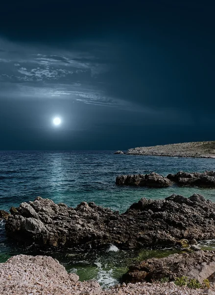 Nacht Landschap Met Adriatische Zee — Stockfoto