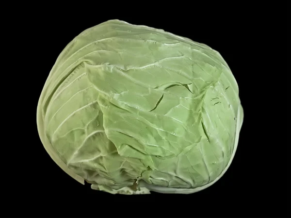 Head Cabbage Isolated Black Background — Stock Photo, Image