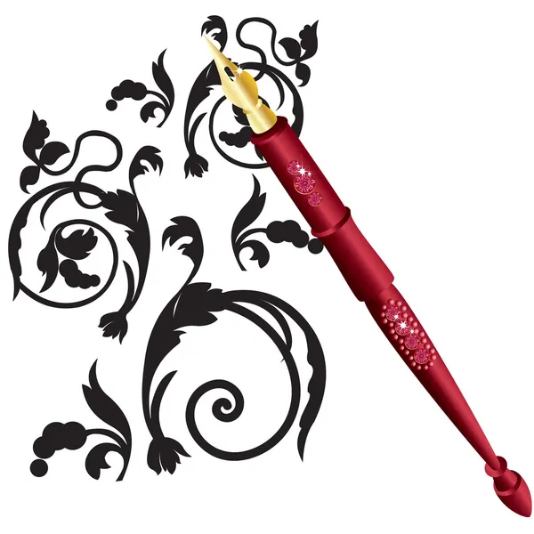 Drawing a fountain pen. — Stock Vector