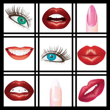 Eyes, lips and nails. clipart