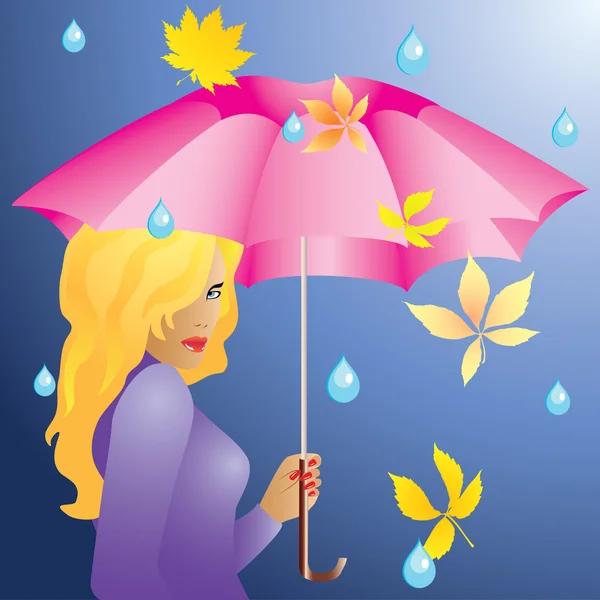 The girl and the rain. — Stock Vector