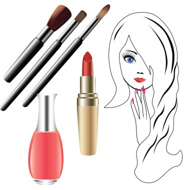 The girl's face, and cosmetics. clipart