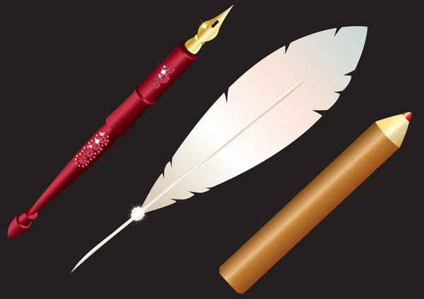 Pen, and pencil. — Stock Vector