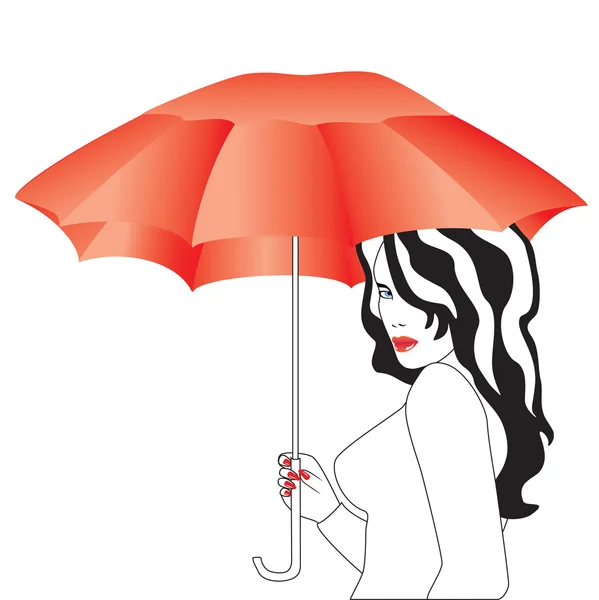 The girl with the umbrella. — Stock Vector