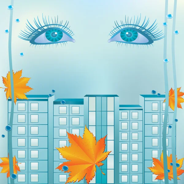 Eyes and urban landscape. — Stock Vector