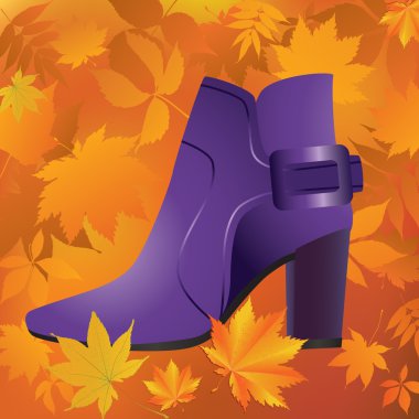 Women's shoes and yellow leaves. clipart