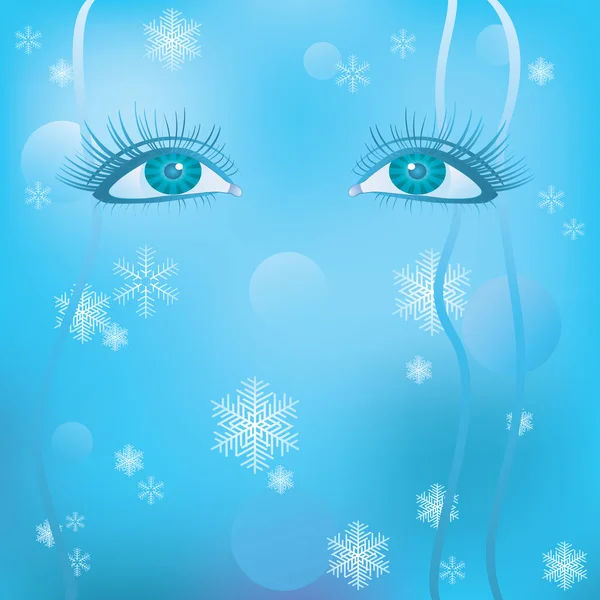 Stock vector Eyes on a winter background.