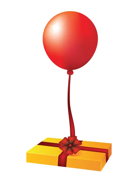 Box s dárek a balónek. — Stockový vektor