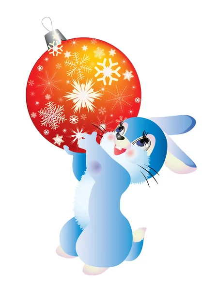 Hare a Christmas ball. — Stock Vector