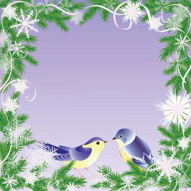 Christmas frame and birds. clipart