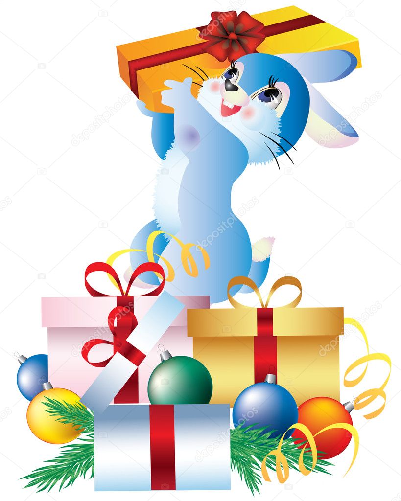 Rabbit with gifts.
