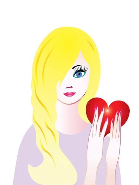 The girl and the heart. — Stock Vector