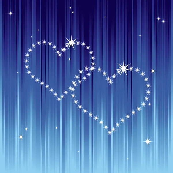 Fond Saint Valentin Avec Deux Cœurs Des Rayures Bleues — Image vectorielle