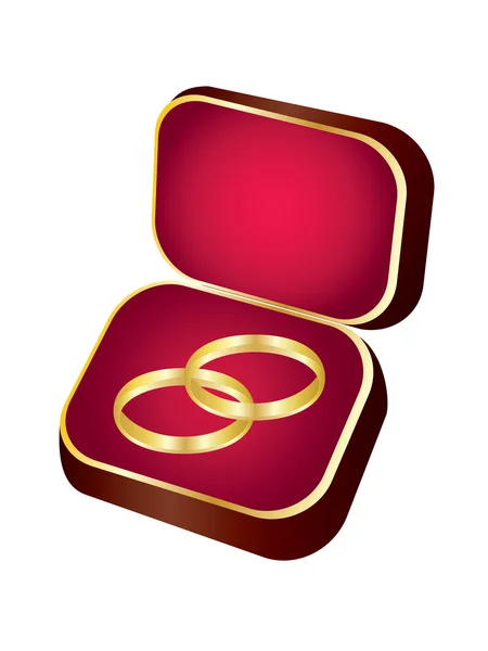 Twee Ringen Van Het Huwelijk Het Rode Vak — Stockvector