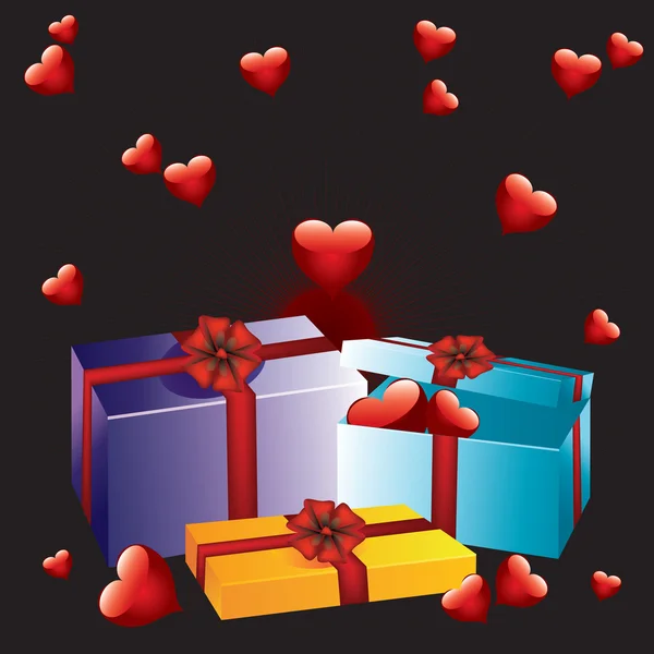 Background Valentine Day Boxes Hearts — Stock Vector