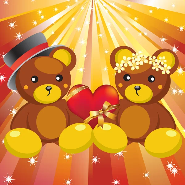 Teddy bears and hearts. — Stock Vector
