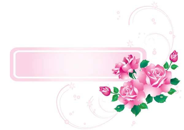 Sfondo Astratto Con Bouquet Rose Ornamenti — Vettoriale Stock