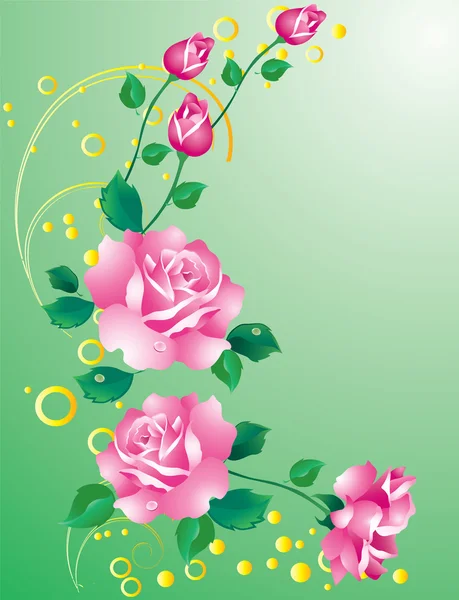 Abstract Background Ornaments Pink Roses — Stock Vector