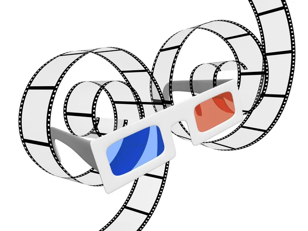 3D Brille und Filmstreifen — Stockfoto