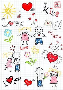 Vector sketchs - romantic couple clipart