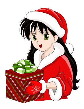 Vetor smiling girl with gift clipart