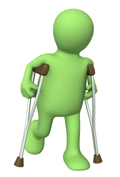 Pippet with crutches — Stock Photo, Image