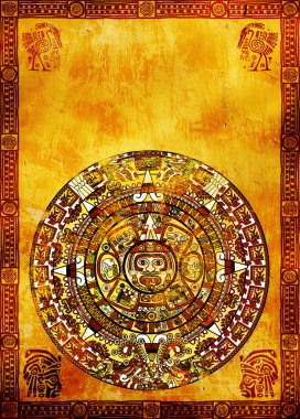 Maya calendar on ancient wall clipart