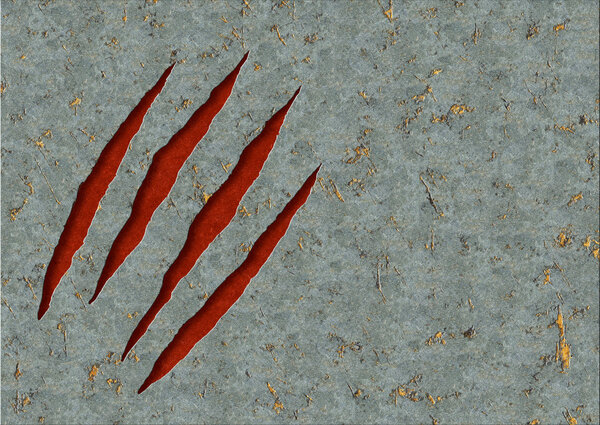 Horizontal background - metal, ripped monster claws