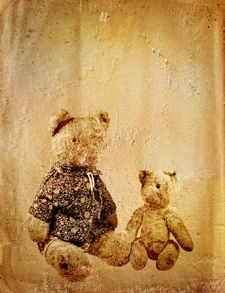 stock image Grunge background with retro toy bears