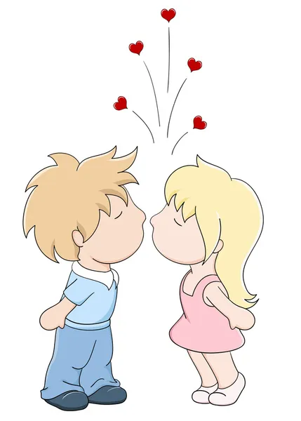 Kissing Boy Girl Vector Illustration Manga Style — Stock Vector
