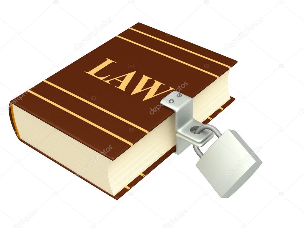 Code of laws, closed on the lock. Object isolated over white