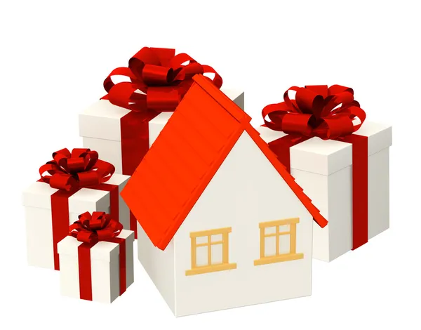 Konzeptionelles Image Das Haus Und Die Geschenke — Stockfoto