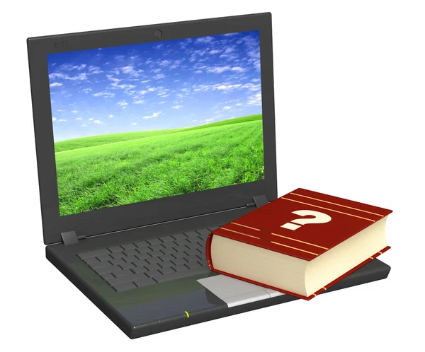 Laptop Słownik Białym Tle Nad Białym — Zdjęcie stockowe